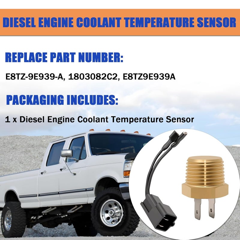 zyamstr Diesel Engine Coolant Temperature Sensor Fit for Ford 7.3L IDI F150/F250/F350/E150/E250/E350/E450 1983-1994,Fuel Injection Temperature Switch Replace for E8TZ-9E939-A, E8TZ9E939A, 1803082C2 - Image 3